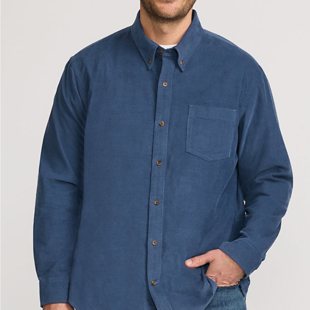Lands' End Navy Blue‎ Casual Button Down Shirt Classic Fit